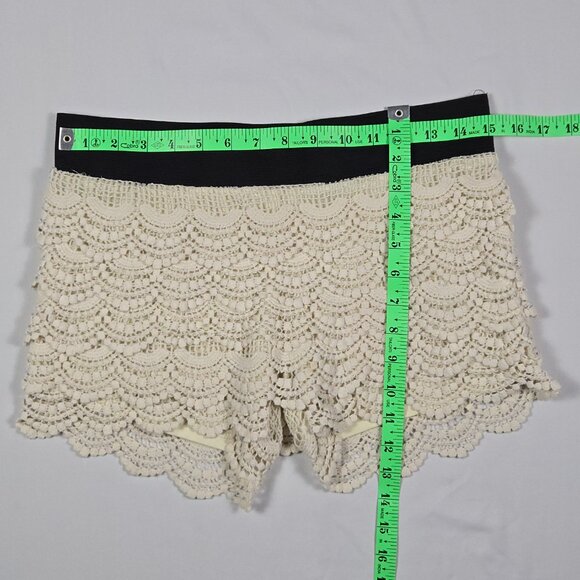 Poetry Crochet Lace Shorts Cream Boho Chic Festival Wear Elastic Waist Women’s M - Picture 6 of 6